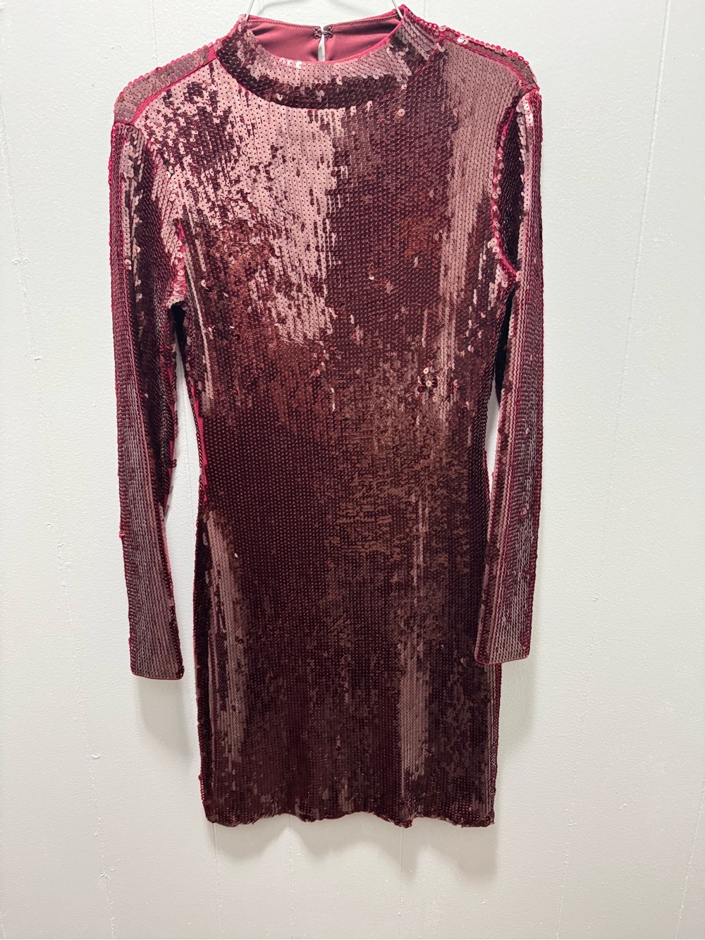 Express Long Sleeve Sequin Bodycon Dress in Rose Pink